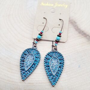 Brand New Bohemian Turquoise Blue Beads Earrings